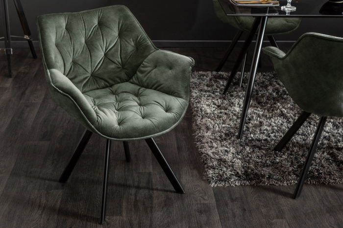 Scaun rotativ THE DUTCH RETRO din catifea gri inchis [4]