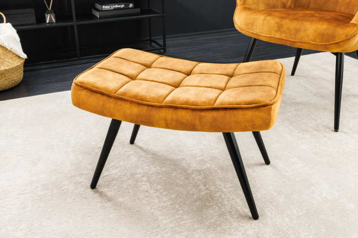 Scaun SCANDINAVIA din catifea galben mustar, 40 cm [2]