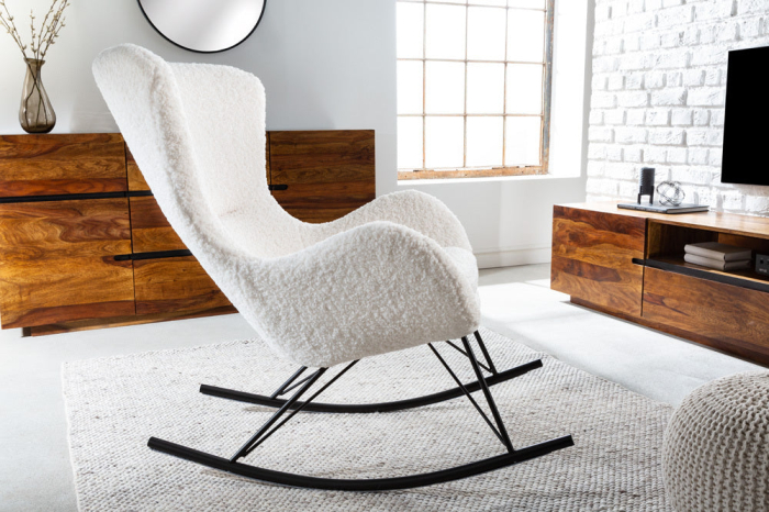 Scaun SCANDINAVIA SWING din tesatura boucle alba [3]