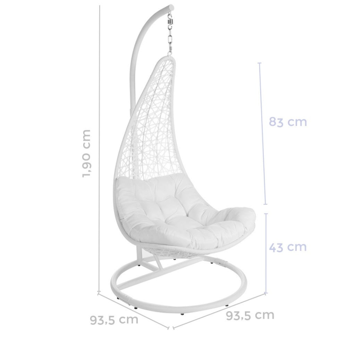 Scaun suspendat de exterior cu stâlp, Dido din rattan alb 104 x 104 x 192 cm [3]