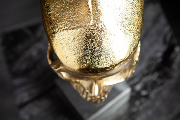 Sculptură CRANIU auriu cu soclu din marmură [8]