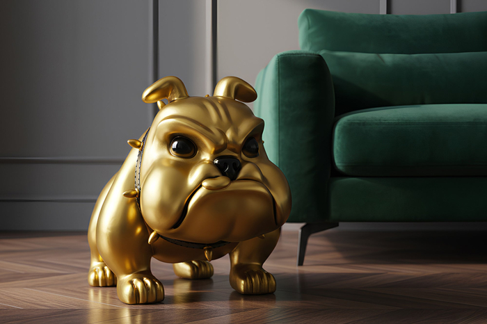 Sculptură decorativă BULLDOG 70 cm auriu [3]