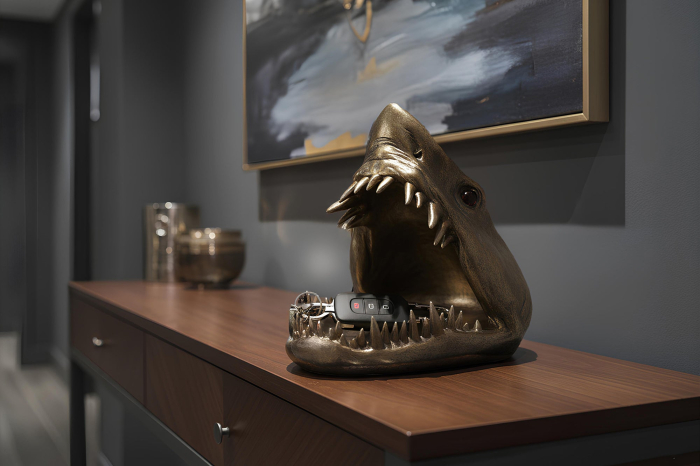 Sculptură decorativă SHARK 25 cm din bronz cu compartiment de depozitare [3]