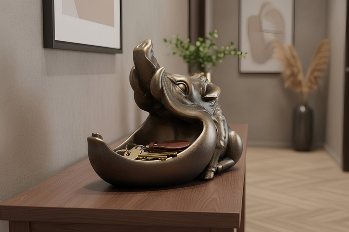 Sculptură decorativă WARTHOG 30 cm din bronz cu compartiment de depozitare [3]