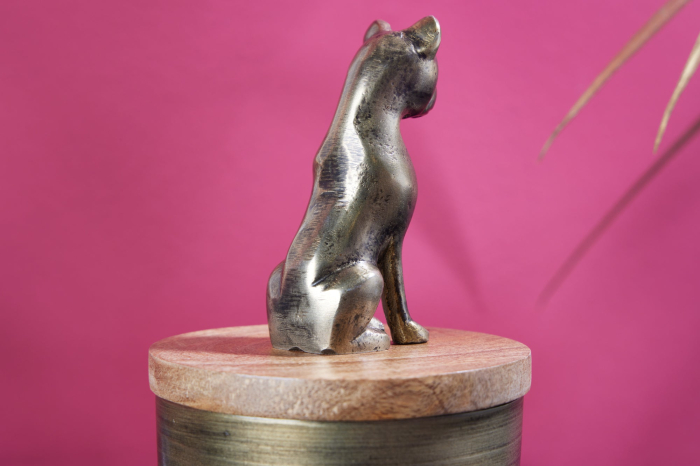 Sculptură din tablă PANTHER 20 cm fier auriu lemn de mango natural [5]