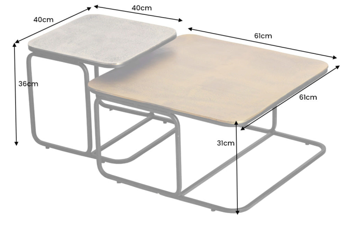 Set 2 masute de cafea ABSTRACT auriu si argintiu, 60 cm [8]