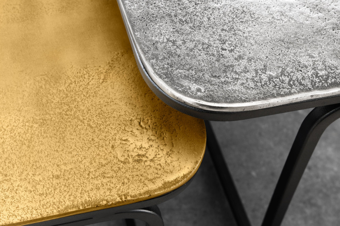 Set 2 masute de cafea ABSTRACT auriu si argintiu, 60 cm [2]