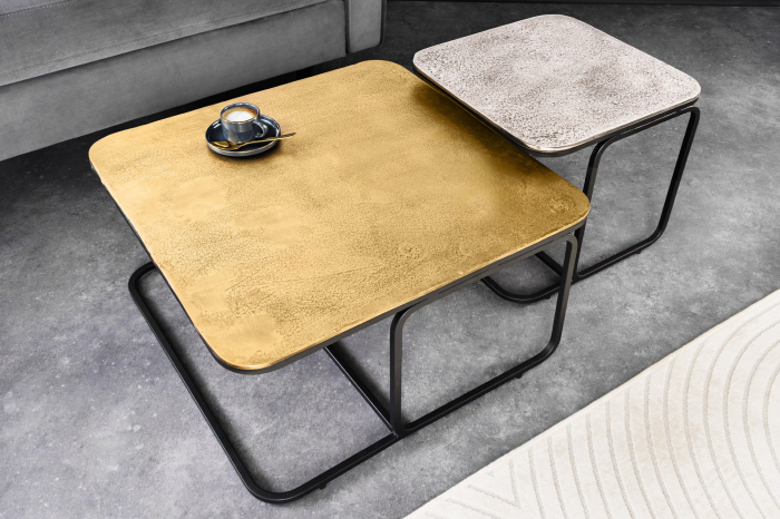 Set 2 masute de cafea ABSTRACT auriu si argintiu, 60 cm [4]