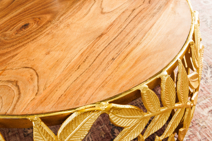 Set 2 masute de cafea ABSTRACT LEAF cu blat din lemn de salcam, 54-68 cm [8]