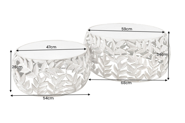 Set 2 masute de cafea ABSTRACT LEAF cu blat din marmura, 54-68 cm [10]