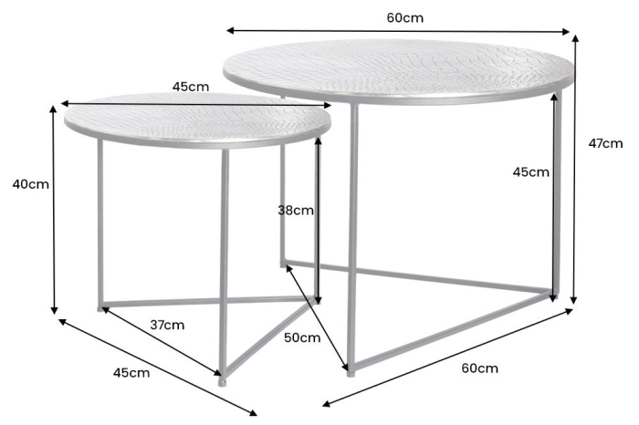 Set 2 masute de cafea ELEMENTS cu aspect de crocodil, 60 cm [7]