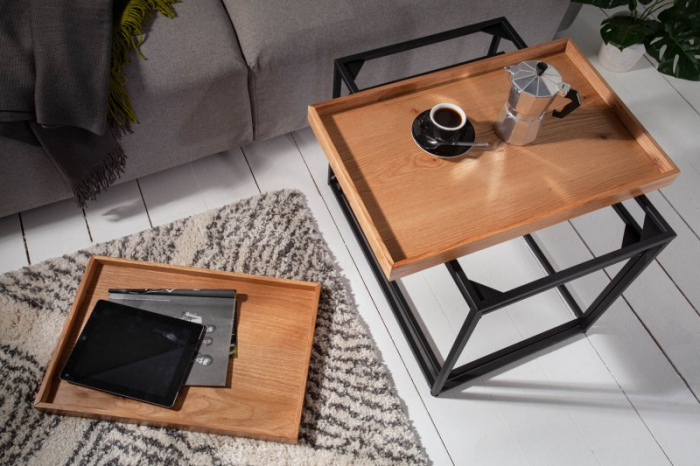 Set 2 măsuțe de cafea Elements cu blat din MDF și cadru metalic [5]