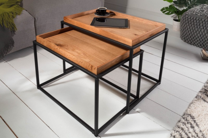 Set 2 măsuțe de cafea Elements cu blat din MDF și cadru metalic [2]