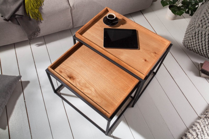 Set 2 măsuțe de cafea Elements cu blat din MDF și cadru metalic [4]