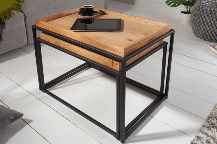 Set 2 măsuțe de cafea Elements cu blat din MDF și cadru metalic [3]