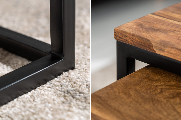 Set 2 masute de cafea ELEMENTS din lemn sheesham, 55-65 cm [6]