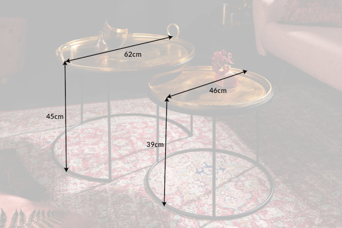 Set 2 masute de cafea ELEMENTS ORIENTALcu tava detasabila, 46-62 cm [10]