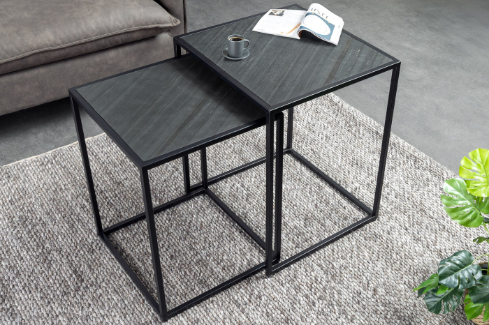 Set 2 masute de cafea MOUNTAIN SOUL cu aspect de marmura, 45/40 cm [3]