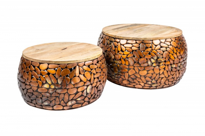 Set 2 masute de cafea Stone cu blat din lemn masiv de salcam  [7]