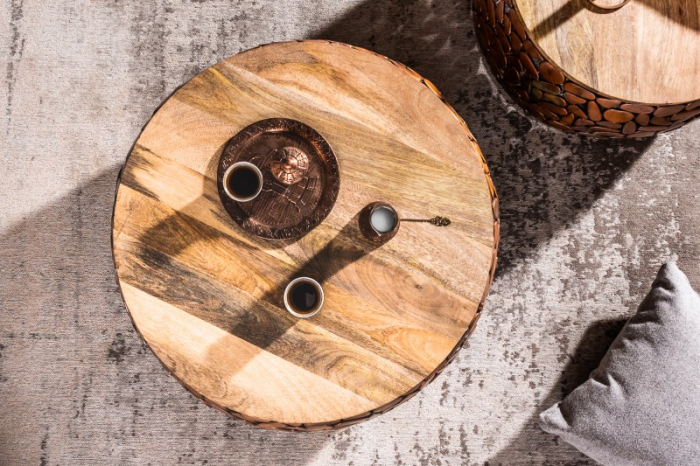 Set 2 masute de cafea Stone cu blat din lemn masiv de salcam  [4]