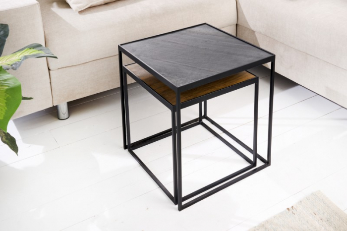 Set 2 masute Fire & Earth cu blat din lemn de mango si picioare din metal [3]