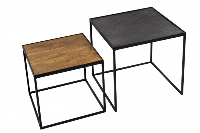 Set 2 masute Fire & Earth cu blat din lemn de mango si picioare din metal [6]