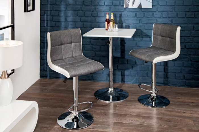 Set 2 scaune bar ajustabile Modena gri din țesătură structrală și cadru metalic, 90-115 cm [4]