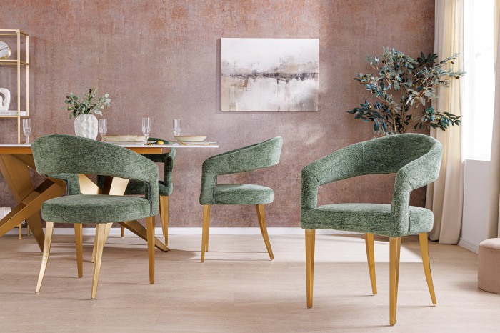 Set 2 scaune BOUTIQUE din material texturat verde [4]