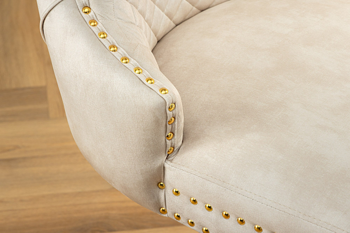 Set 2 scaune CASTLE cu inaltime ajustabila din catifea bej si cu accesoriu in forma de caap de leu [9]