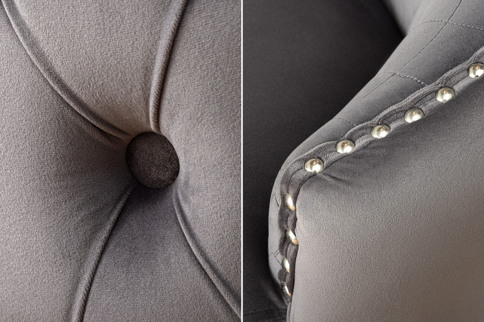 Set 2 scaune CASTLE cu inaltime ajustabila din catifea gri si cu accesoriu in forma de caap de leu [7]