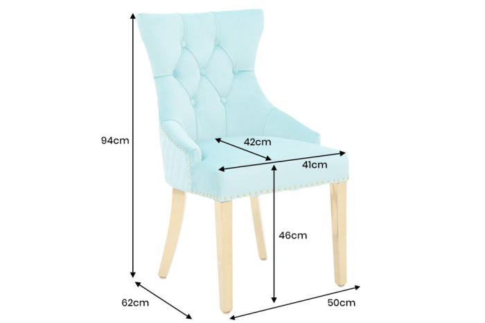 Set 2 scaune CASTLE DELUXE din catifea blue si accesoriu in forma de cap de leu [8]