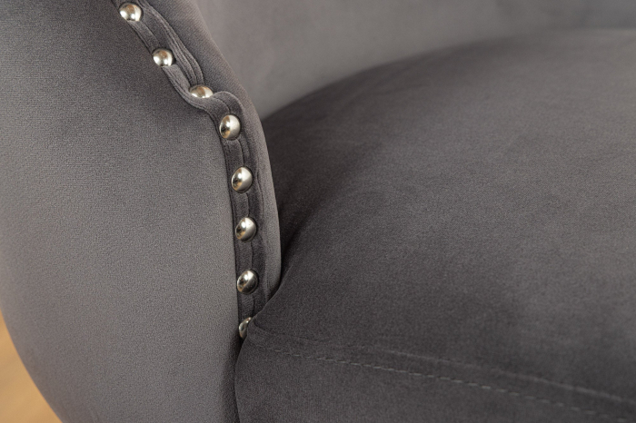 Set 2 scaune CASTLE DELUXE din catifea gri cu detaliu in forma de cap de leu [6]