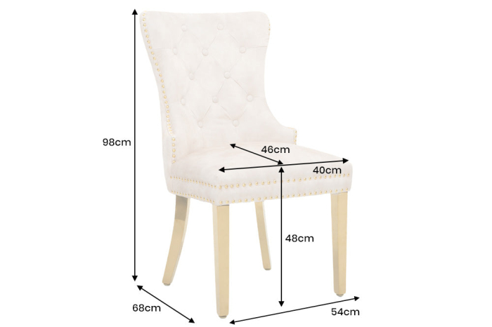 Set 2 scaune CASTLE din catifea bej si accesoriu in forma de cap de leu [11]