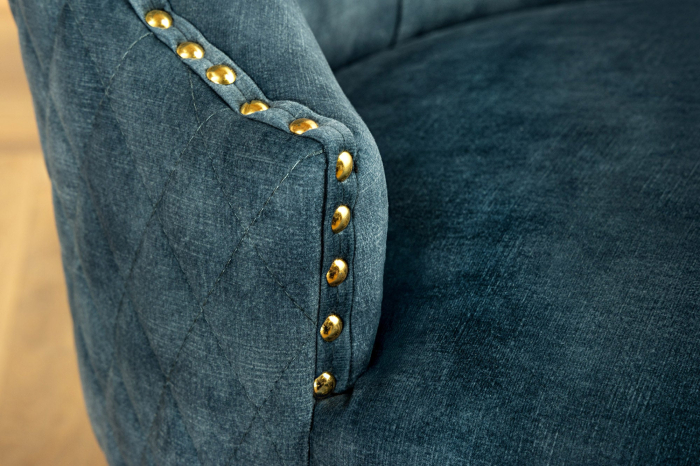 Set 2 scaune CASTLE din catifea petrol si accesoriu in forma de cap de leu [4]