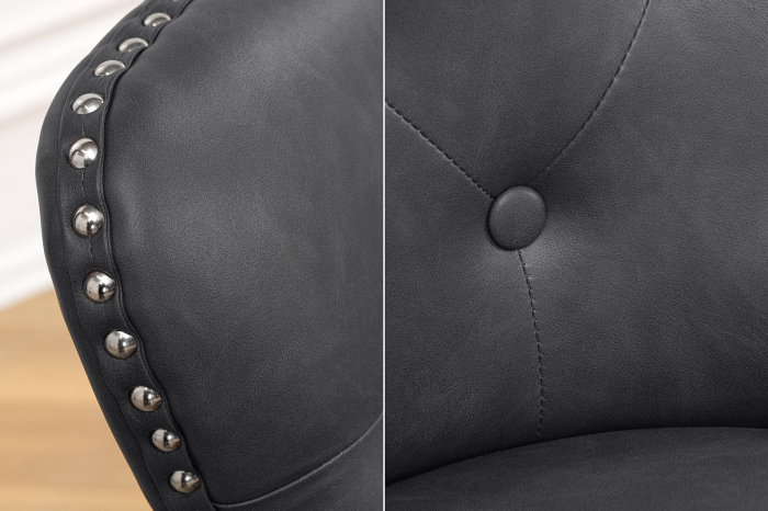 Set 2 scaune CASTLE din piele vintage artificiala neagra [5]