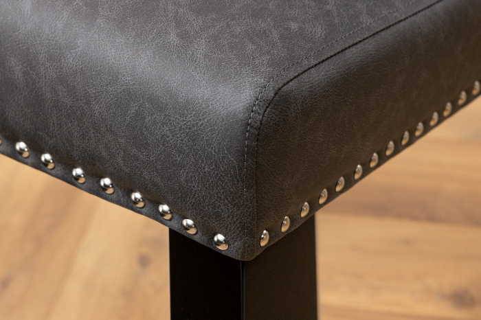 Set 2 scaune CASTLE din piele vintage neagra [7]