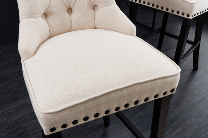 Set 2 scaune de bar CASTLE din material texturat bej, 74 cm [5]