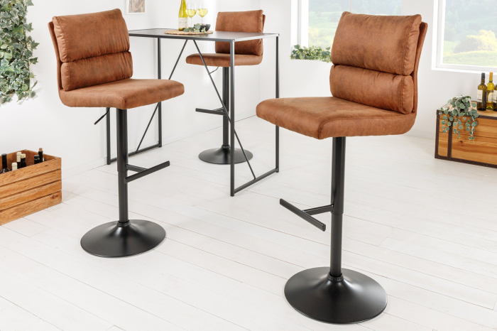 Set 2 scaune de bar COMFORT din microfibra maro, 64-85 cm [4]