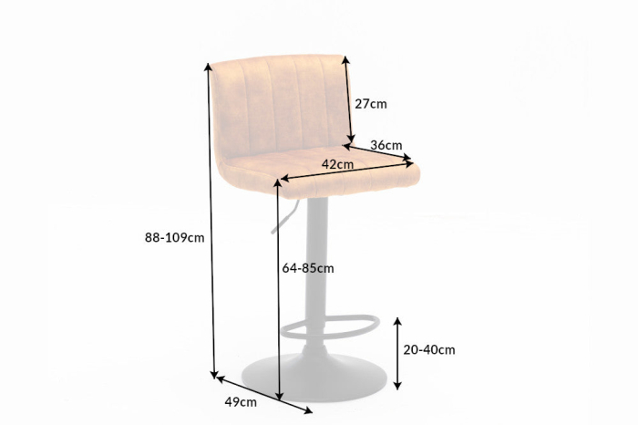 Set 2 scaune de bar PORTLAND din catifea galben mustar, 88-109 cm [9]