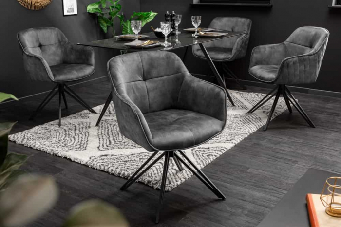 Set 2 scaune Euphoria cu tapițerie din catifea, grej [21]