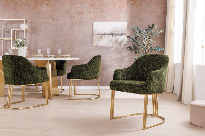 Set 2 scaune EXTRAVAGANCIA din chenille verde inchis [4]