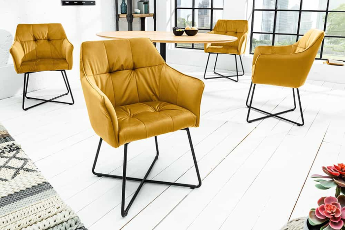 Set 2 scaune LOFT din catifea galben mustar [2]