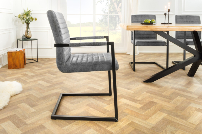 Set 2 scaune LOFT din microfibra vintage gri [3]