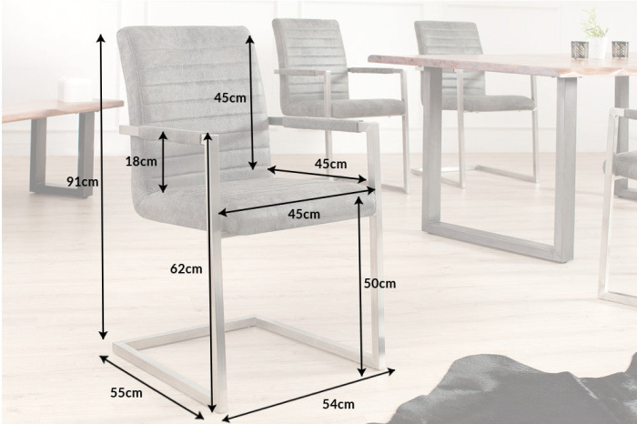 Set 2 scaune LOFT din microfibra vintage gri [6]