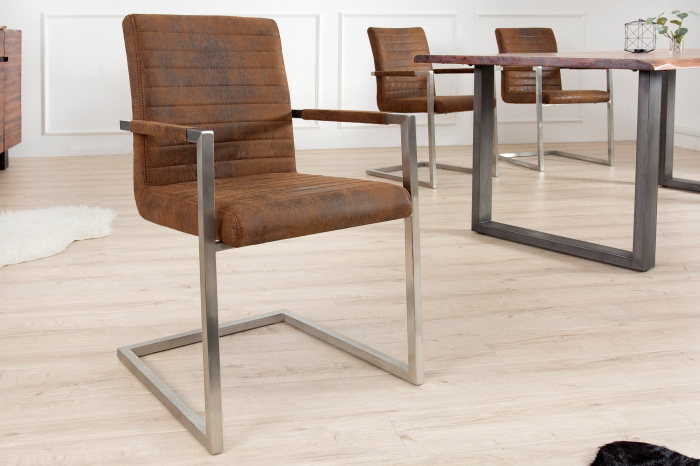 Set 2 scaune LOFT din microfibra vintage maro [2]