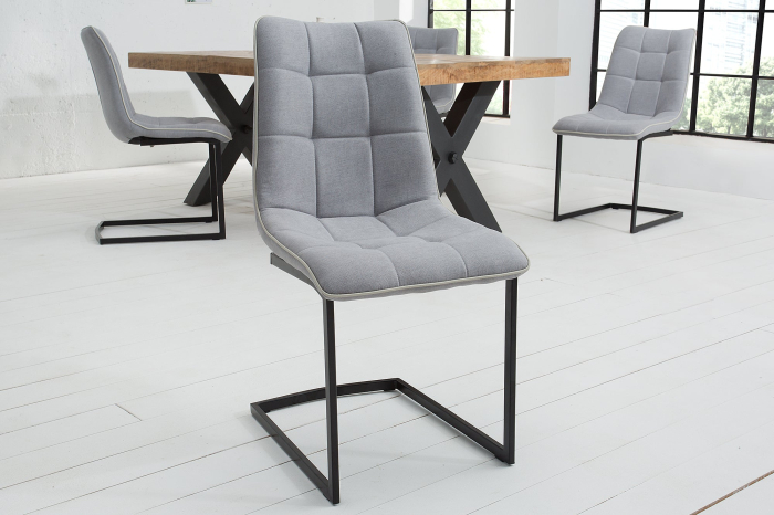 Set 2 scaune MIAMI din tesatura vintage gri deschis [2]