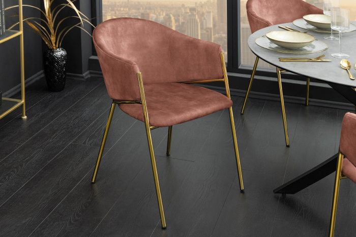 Set 2 scaune NOBLESSE din catifea roz [3]