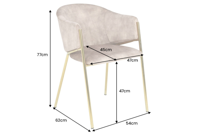 Set 2 scaune NOBLESSE din catifea sampanie [10]