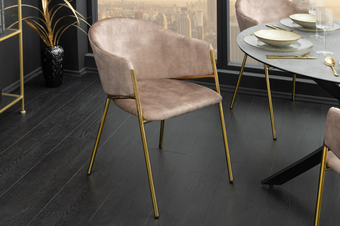 Set 2 scaune NOBLESSE din catifea sampanie [3]