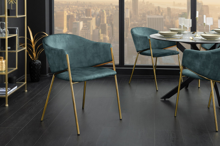 Set 2 scaune NOBLESSE din catifea turquoise [4]